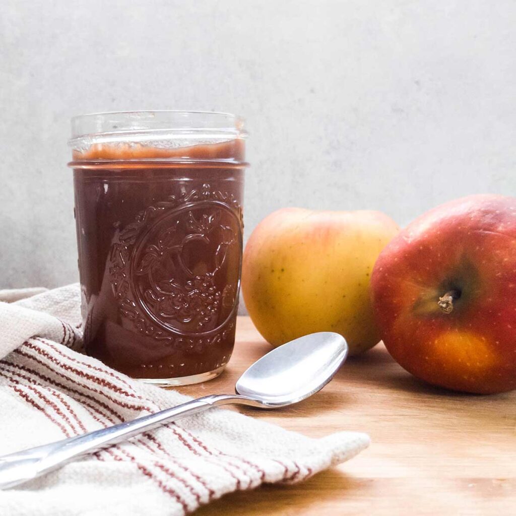 A jar of homemade canned apple butter from Ask The Food Geek.