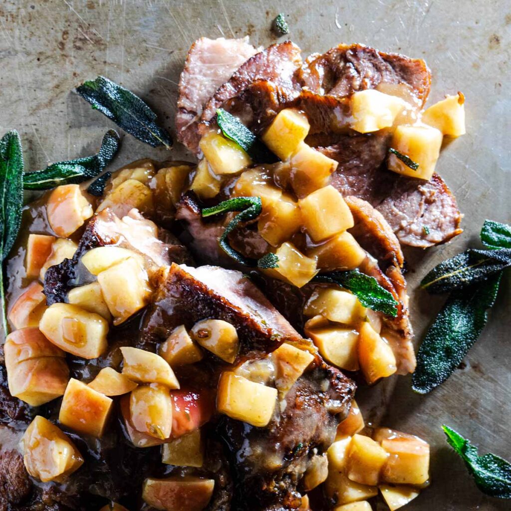 Apple cider braised pork from Ask The Food Geek.